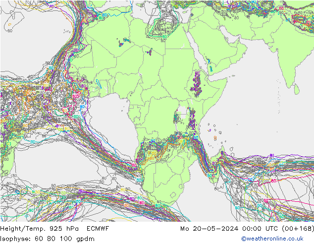 Yükseklik/Sıc. 925 hPa ECMWF Pzt 20.05.2024 00 UTC