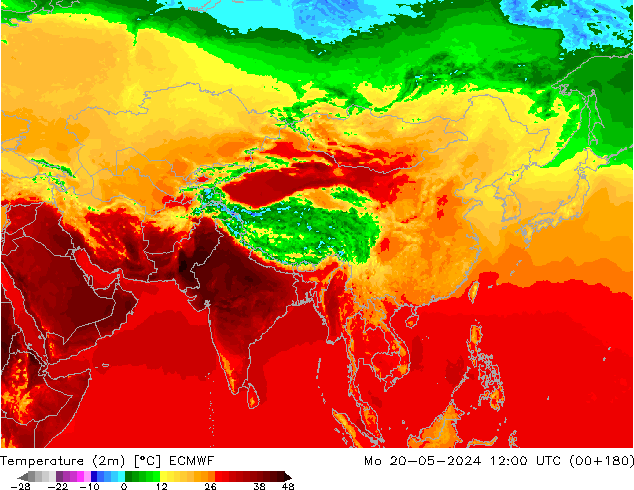 Temperature (2m) ECMWF Po 20.05.2024 12 UTC