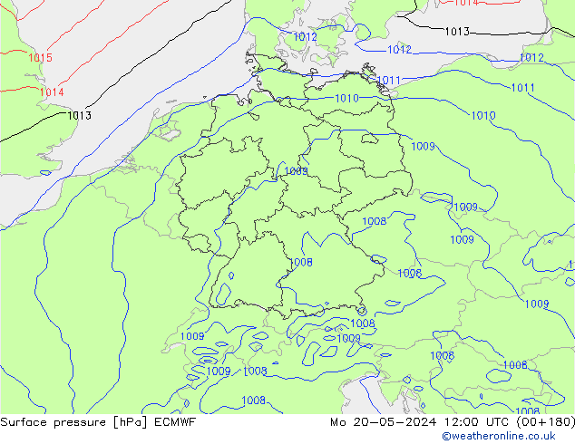 Luchtdruk (Grond) ECMWF ma 20.05.2024 12 UTC