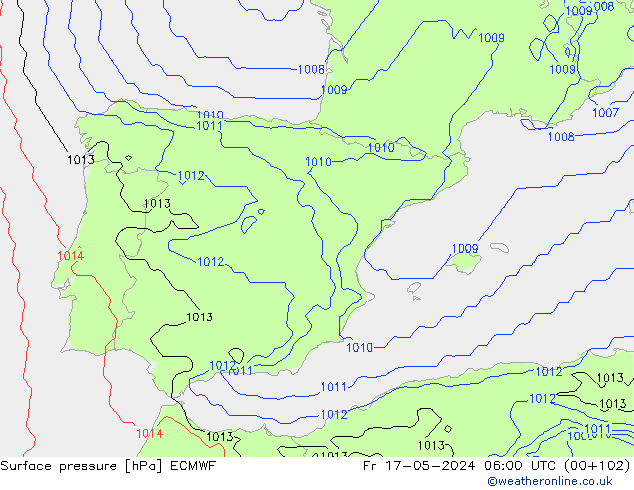 Pressione al suolo ECMWF ven 17.05.2024 06 UTC
