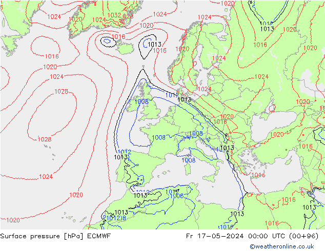 pressão do solo ECMWF Sex 17.05.2024 00 UTC