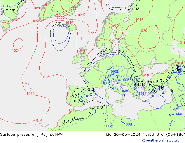 приземное давление ECMWF пн 20.05.2024 12 UTC