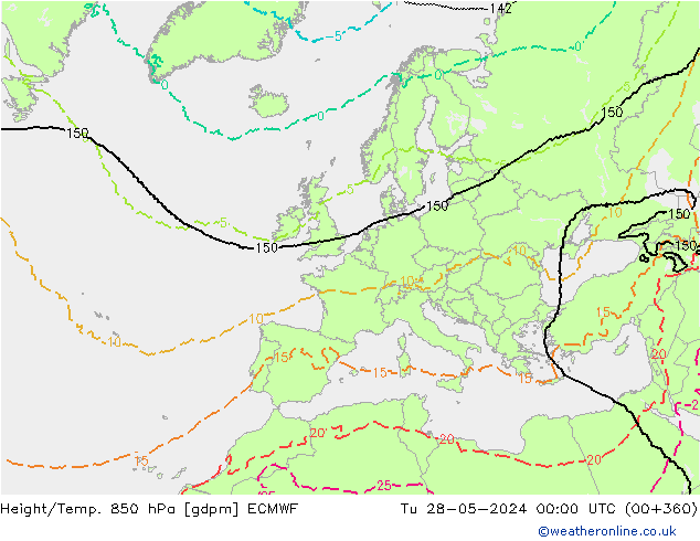 Height/Temp. 850 hPa ECMWF Ter 28.05.2024 00 UTC