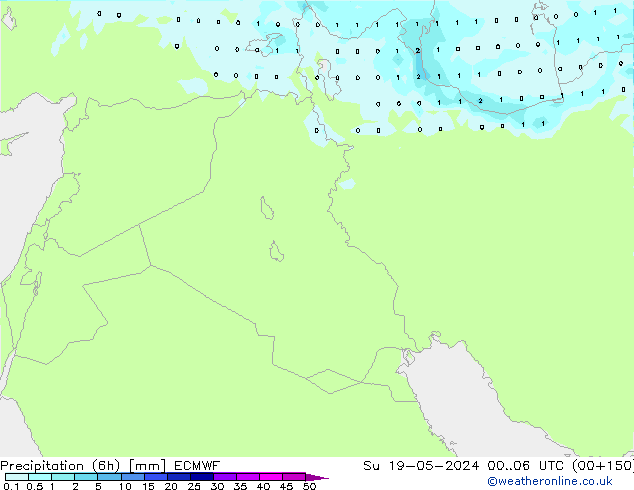 Precipitation (6h) ECMWF Ne 19.05.2024 06 UTC