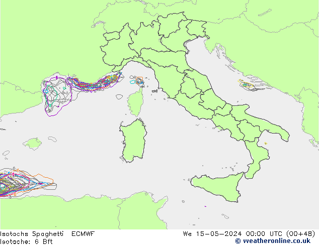 Isotachen Spaghetti ECMWF wo 15.05.2024 00 UTC