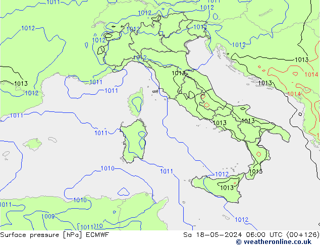 Surface pressure ECMWF Sa 18.05.2024 06 UTC