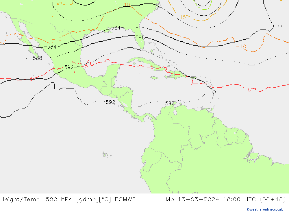 Height/Temp. 500 hPa ECMWF  13.05.2024 18 UTC