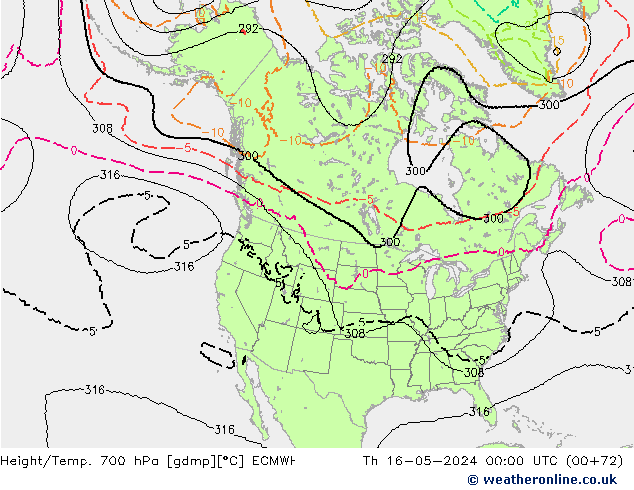 Yükseklik/Sıc. 700 hPa ECMWF Per 16.05.2024 00 UTC