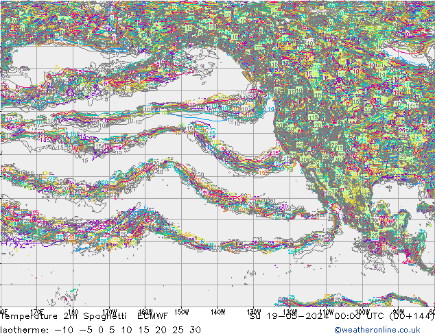 Sıcaklık Haritası 2m Spaghetti ECMWF Paz 19.05.2024 00 UTC