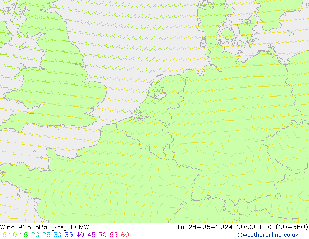 Wind 925 hPa ECMWF Di 28.05.2024 00 UTC