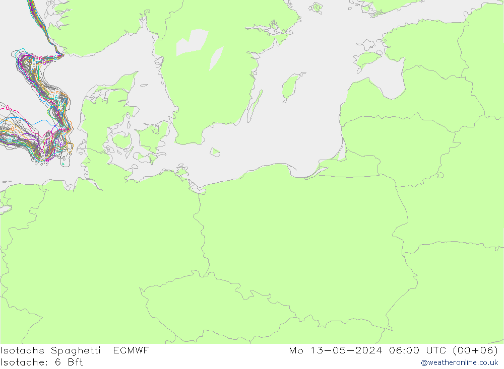 Eşrüzgar Hızları Spaghetti ECMWF Pzt 13.05.2024 06 UTC