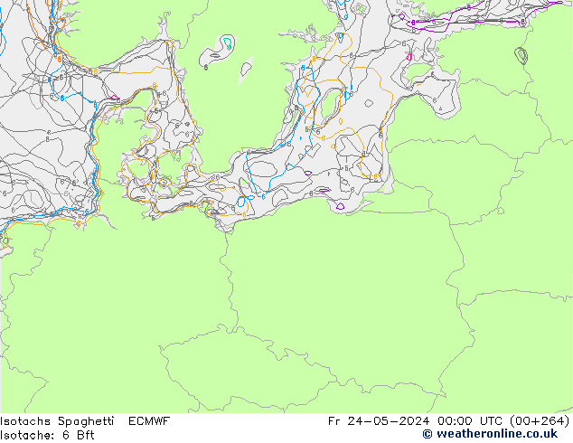 Isotachen Spaghetti ECMWF vr 24.05.2024 00 UTC