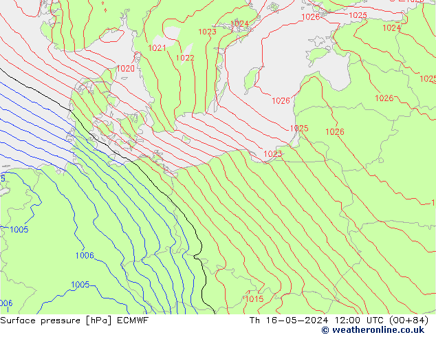 Surface pressure ECMWF Th 16.05.2024 12 UTC