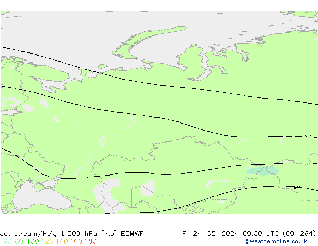 Corrente a getto ECMWF ven 24.05.2024 00 UTC