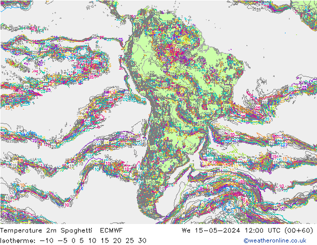 température 2m Spaghetti ECMWF mer 15.05.2024 12 UTC