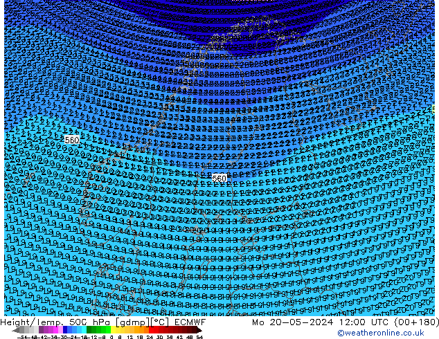 Height/Temp. 500 hPa ECMWF Po 20.05.2024 12 UTC