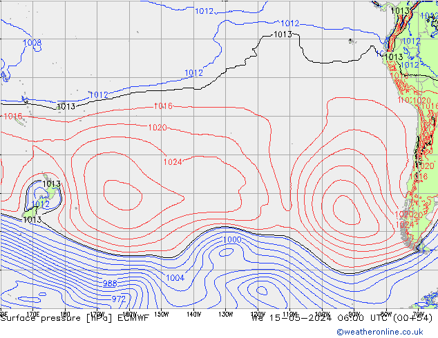 Surface pressure ECMWF We 15.05.2024 06 UTC