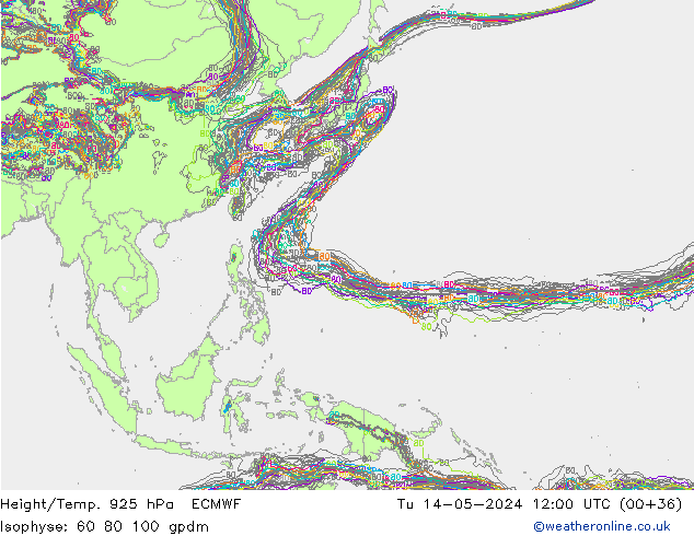 Height/Temp. 925 hPa ECMWF  14.05.2024 12 UTC