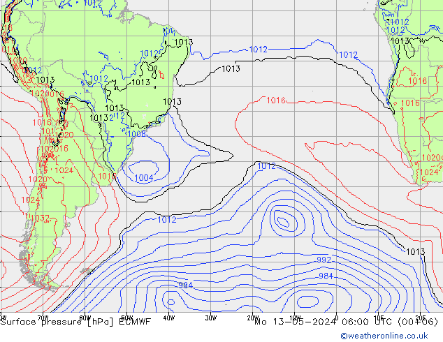 ciśnienie ECMWF pon. 13.05.2024 06 UTC