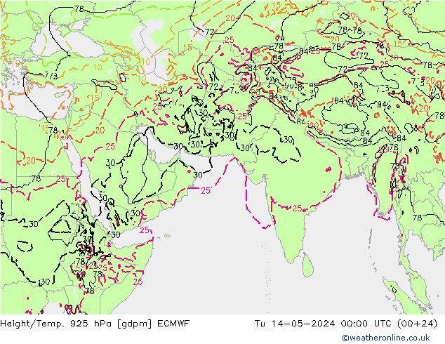 Hoogte/Temp. 925 hPa ECMWF di 14.05.2024 00 UTC