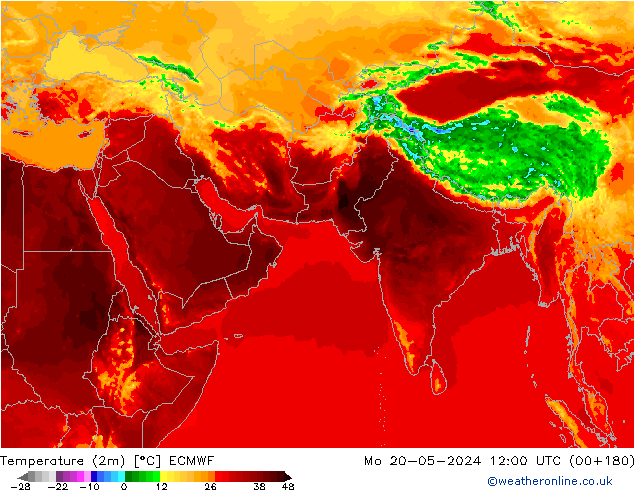Sıcaklık Haritası (2m) ECMWF Pzt 20.05.2024 12 UTC