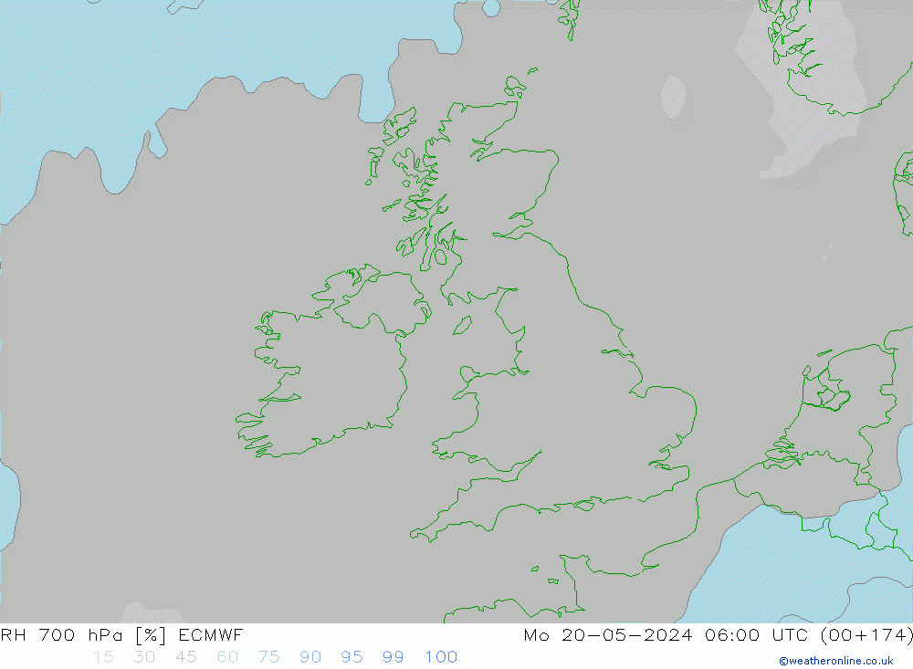 RH 700 hPa ECMWF Mo 20.05.2024 06 UTC