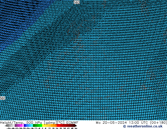 Height/Temp. 500 гПа ECMWF пн 20.05.2024 12 UTC