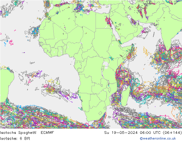 Isotachs Spaghetti ECMWF Su 19.05.2024 06 UTC