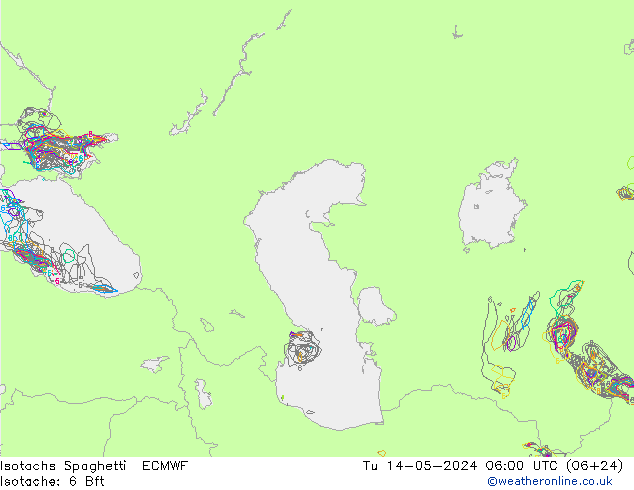 Isotachen Spaghetti ECMWF di 14.05.2024 06 UTC