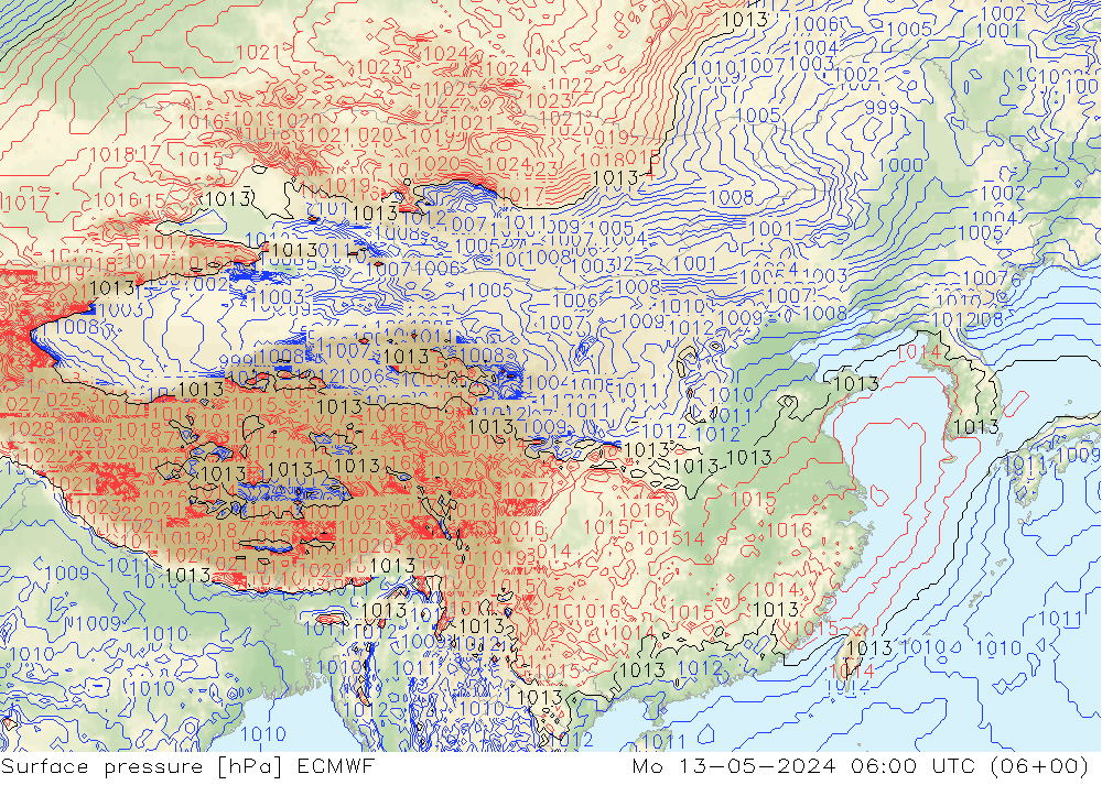 地面气压 ECMWF 星期一 13.05.2024 06 UTC