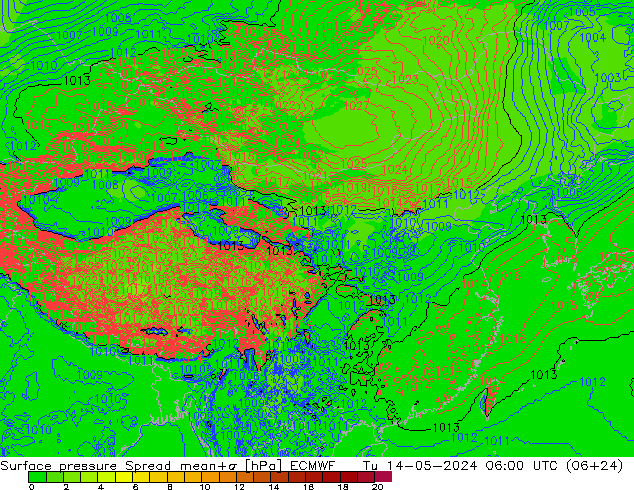 地面气压 Spread ECMWF 星期二 14.05.2024 06 UTC