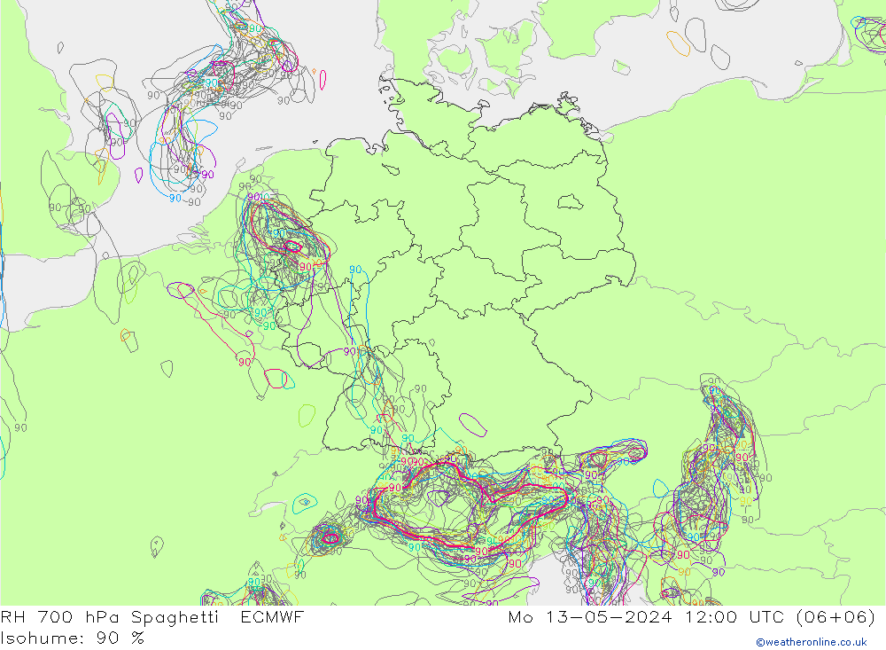 RV 700 hPa Spaghetti ECMWF ma 13.05.2024 12 UTC