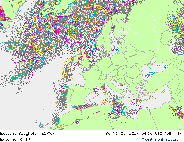 Izotacha Spaghetti ECMWF nie. 19.05.2024 06 UTC