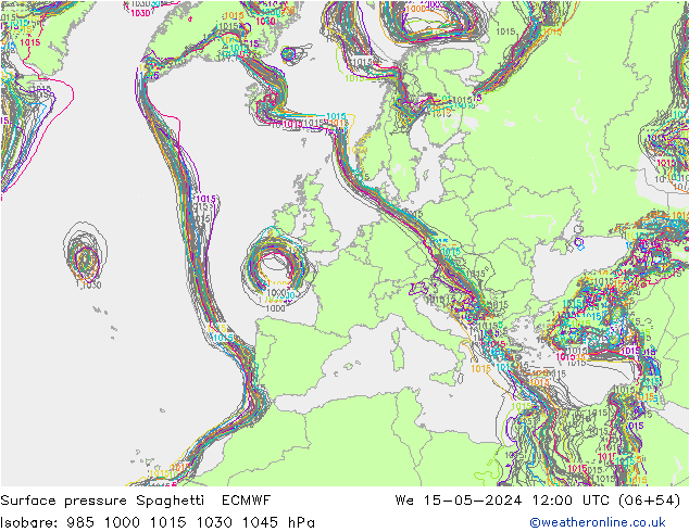 ciśnienie Spaghetti ECMWF śro. 15.05.2024 12 UTC