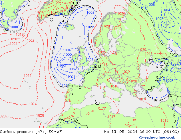 Yer basıncı ECMWF Pzt 13.05.2024 06 UTC