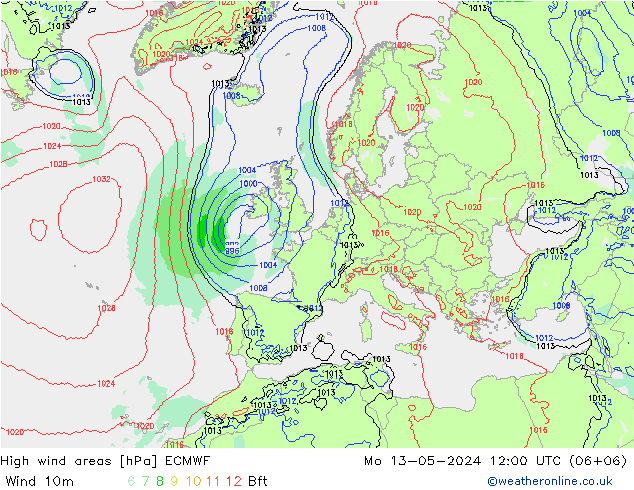 High wind areas ECMWF Seg 13.05.2024 12 UTC