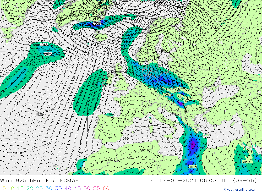 Wind 925 hPa ECMWF Fr 17.05.2024 06 UTC