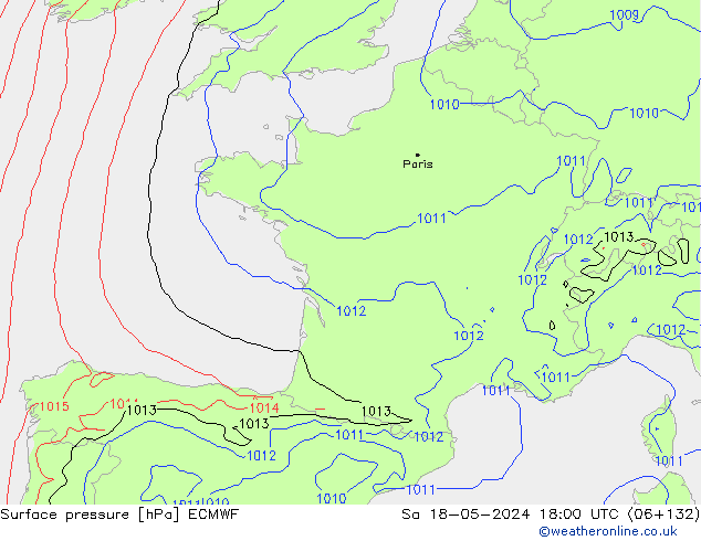 pressão do solo ECMWF Sáb 18.05.2024 18 UTC