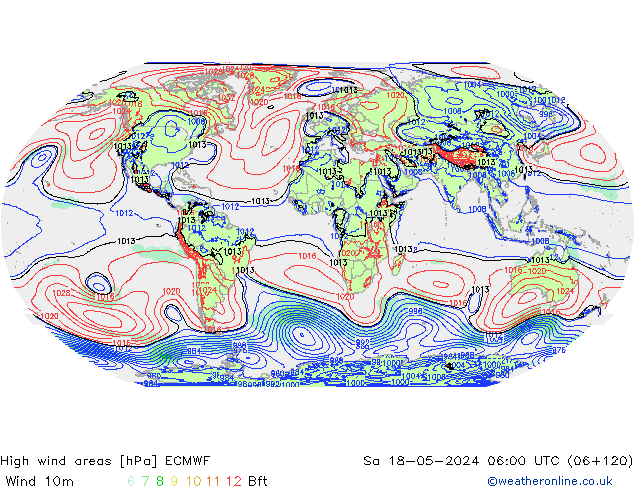 High wind areas ECMWF  18.05.2024 06 UTC