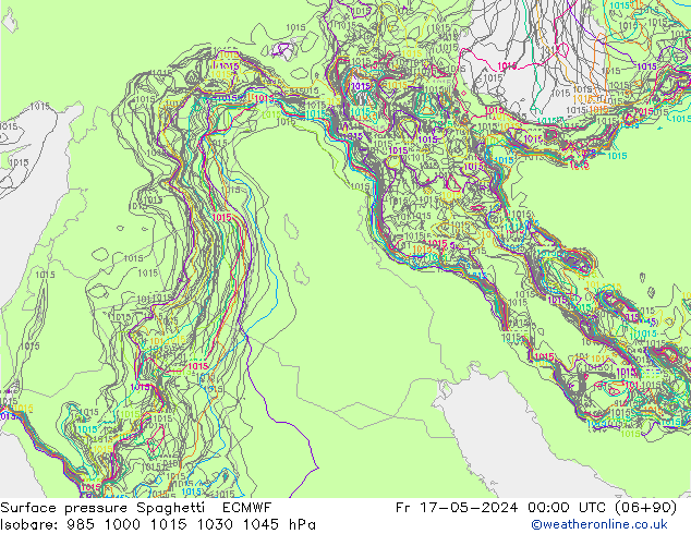 приземное давление Spaghetti ECMWF пт 17.05.2024 00 UTC