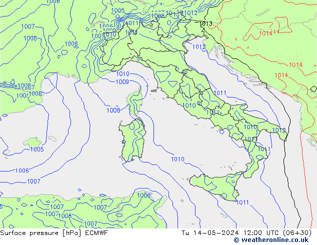 Presión superficial ECMWF mar 14.05.2024 12 UTC