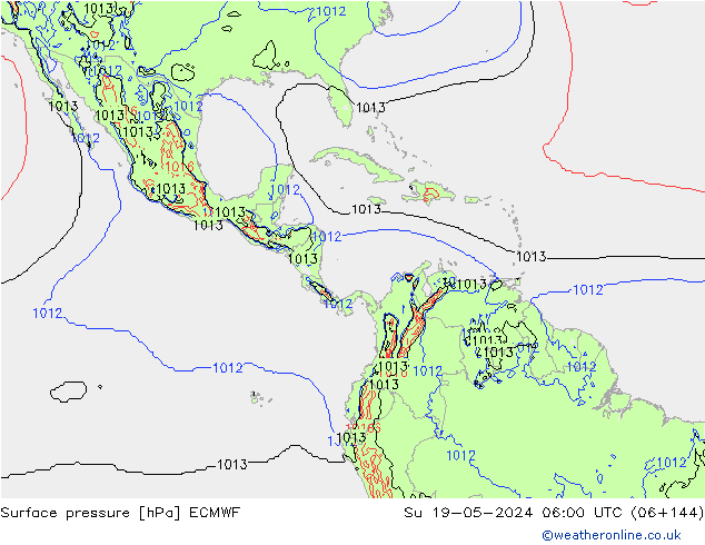Pressione al suolo ECMWF dom 19.05.2024 06 UTC