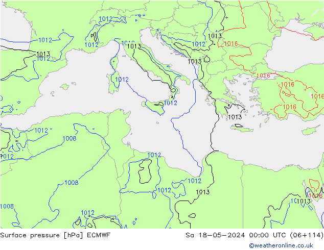 pressão do solo ECMWF Sáb 18.05.2024 00 UTC