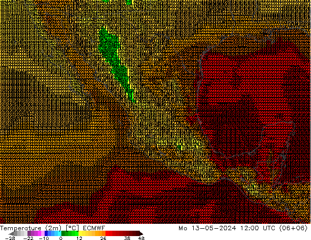 Temperatura (2m) ECMWF lun 13.05.2024 12 UTC