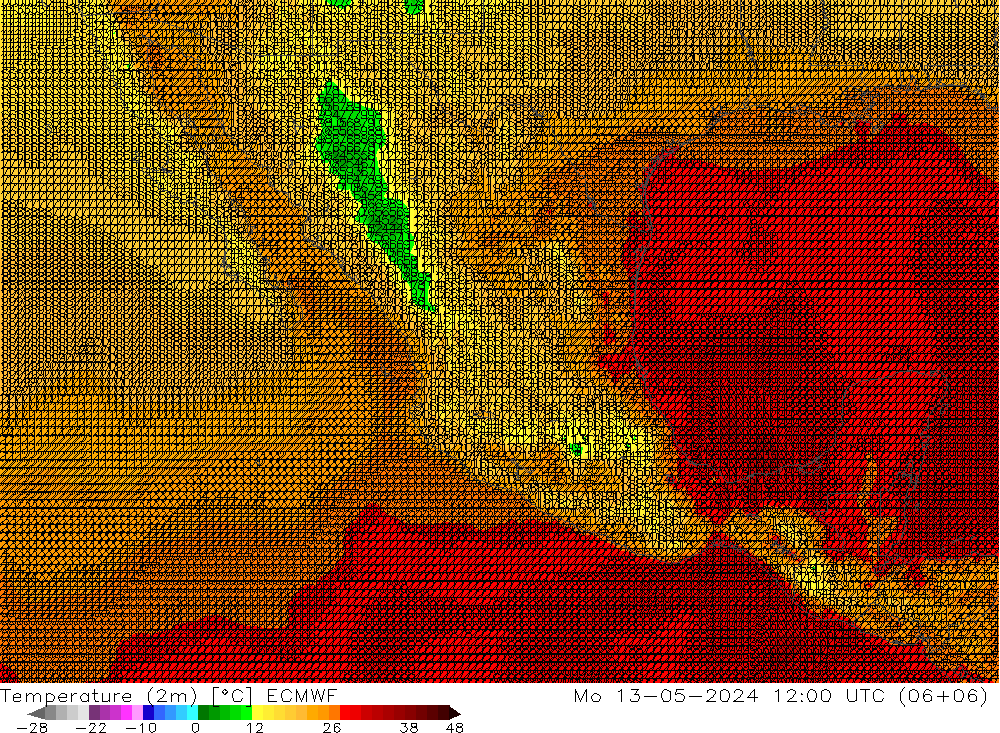Temperatura (2m) ECMWF lun 13.05.2024 12 UTC
