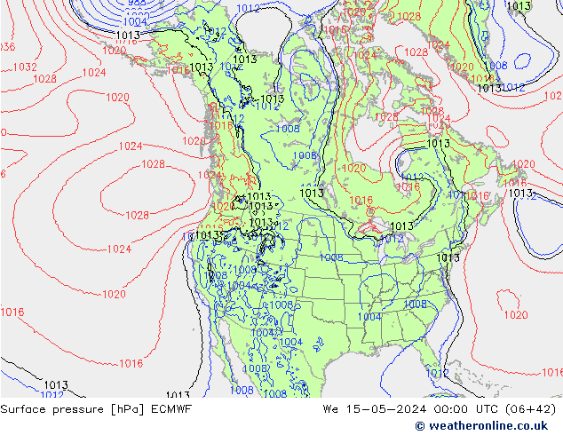 Surface pressure ECMWF We 15.05.2024 00 UTC