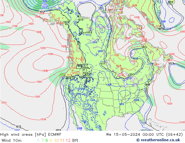 High wind areas ECMWF Qua 15.05.2024 00 UTC