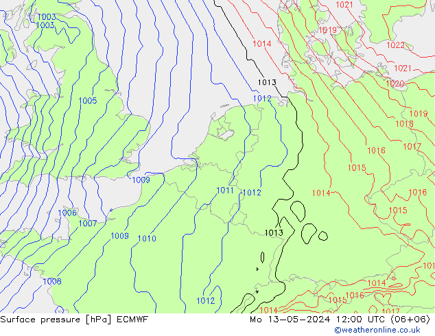 地面气压 ECMWF 星期一 13.05.2024 12 UTC
