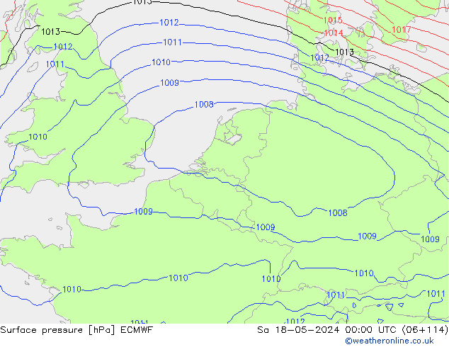 Bodendruck ECMWF Sa 18.05.2024 00 UTC