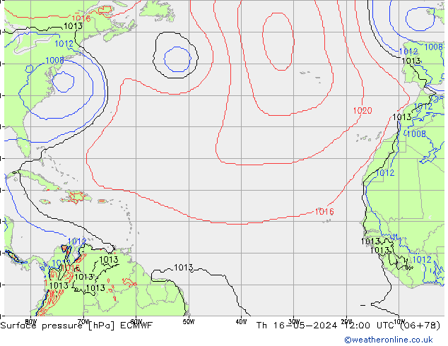 Pressione al suolo ECMWF gio 16.05.2024 12 UTC